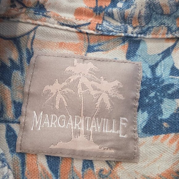 Jimmy Buffett MARGARITAVILLE Hawaiian Shirt Men's Large Floral Surf Silk Linen - Picture 6 of 12